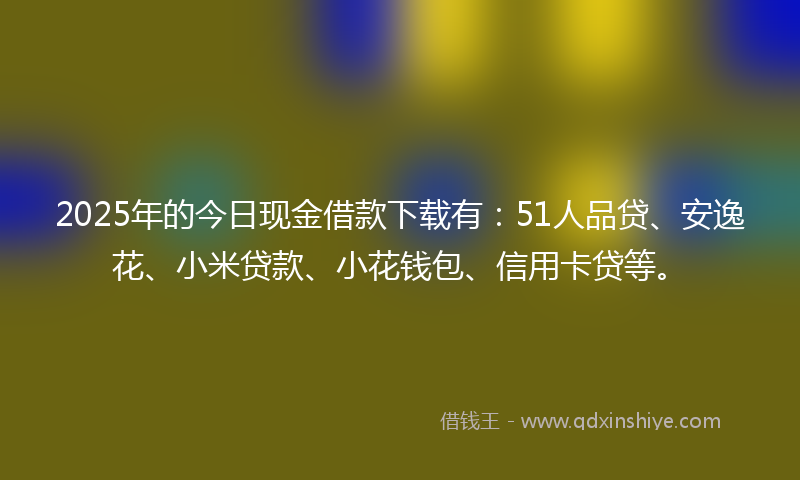 2025年的今日现金借款下载有：51人品贷、安逸花、小米贷款、小花钱包、信用卡贷等。