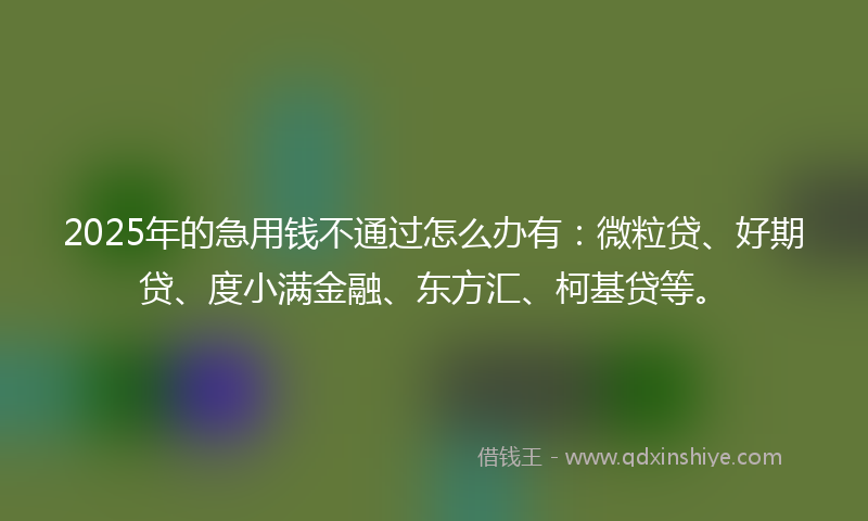 2025年的急用钱不通过怎么办有：微粒贷、好期贷、度小满金融、东方汇、柯基贷等。