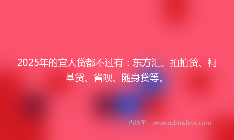 2025年的宜人贷都不过有：东方汇、拍拍贷、柯基贷、省呗、随身贷等。