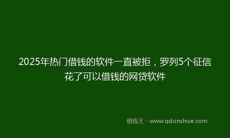 2025年热门借钱的软件一直被拒，罗列5个征信花了可以借钱的网贷软件