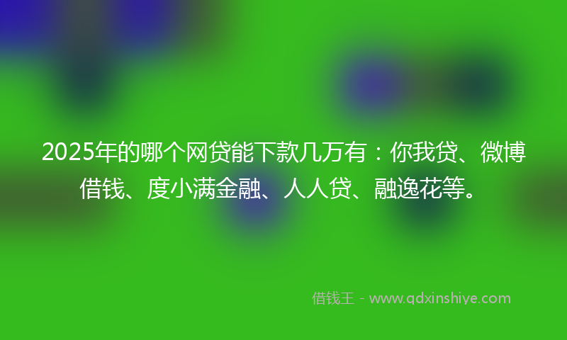 2025年的哪个网贷能下款几万有：你我贷、微博借钱、度小满金融、人人贷、融逸花等。