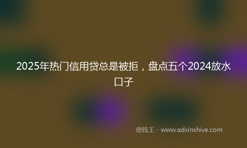 2025年热门信用贷总是被拒，盘点五个2024放水口子
