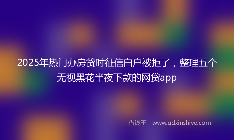 2025年热门办房贷时征信白户被拒了，整理五个无视黑花半夜下款的网贷app