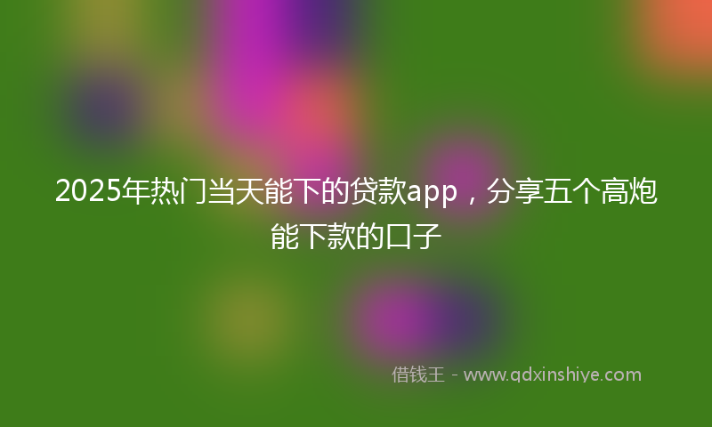 2025年热门当天能下的贷款app，分享五个高炮能下款的口子
