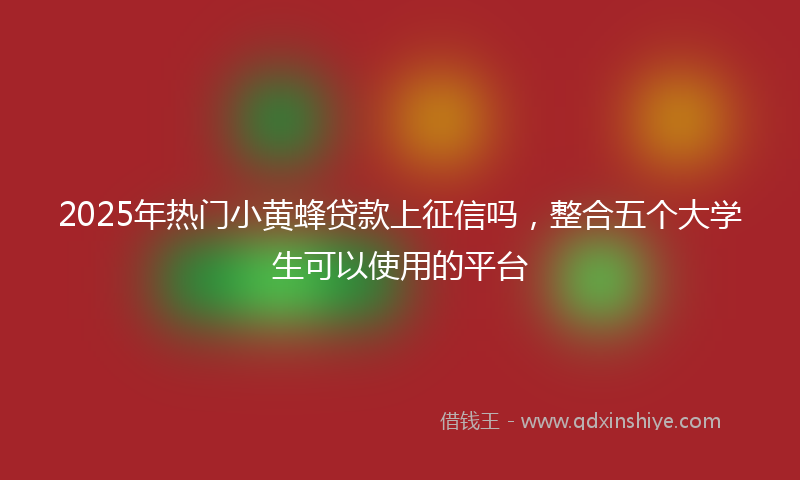 2025年热门小黄蜂贷款上征信吗，整合五个大学生可以使用的平台