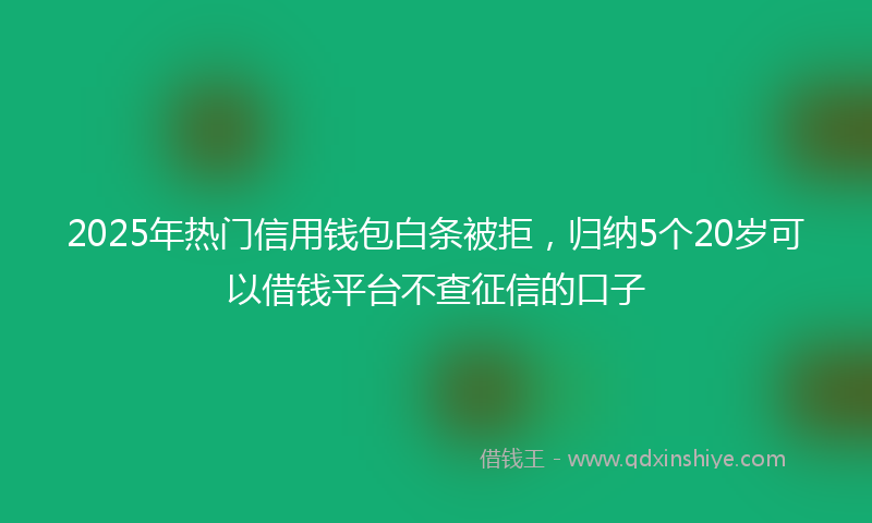 2025年热门信用钱包白条被拒，归纳5个20岁可以借钱平台不查征信的口子