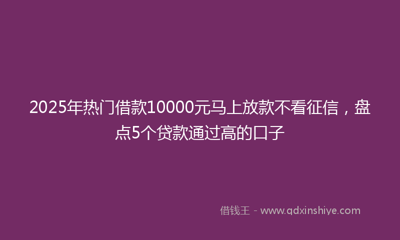 2025年热门借款10000元马上放款不看征信，盘点5个贷款通过高的口子