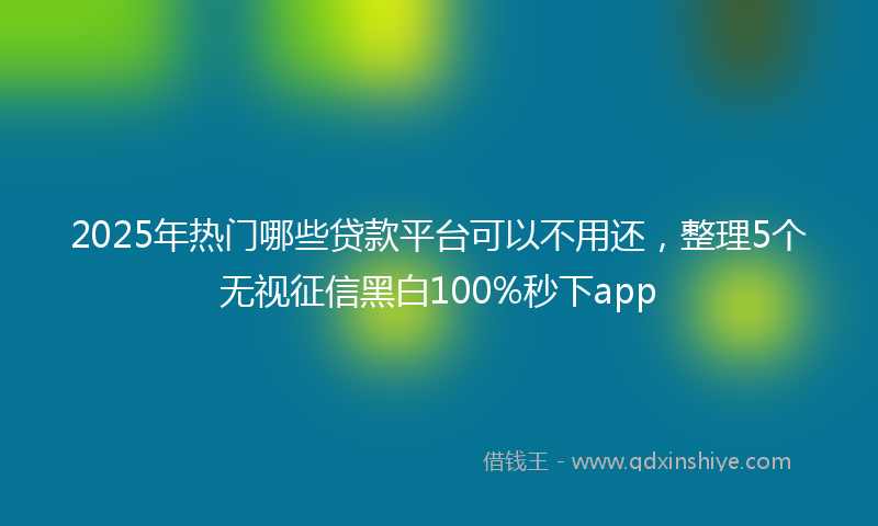 2025年热门哪些贷款平台可以不用还，整理5个无视征信黑白100%秒下app