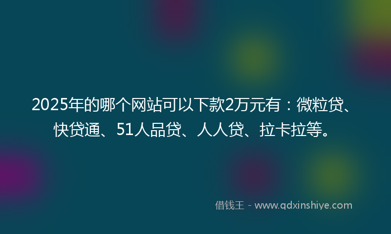 2025年的哪个网站可以下款2万元有：微粒贷、快贷通、51人品贷、人人贷、拉卡拉等。