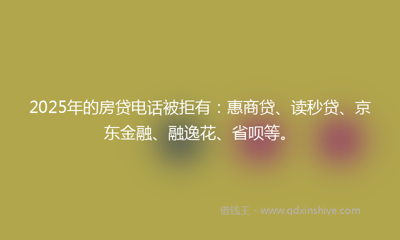 2025年的房贷电话被拒有：惠商贷、读秒贷、京东金融、融逸花、省呗等。