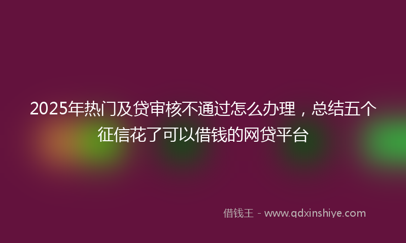 2025年热门及贷审核不通过怎么办理，总结五个征信花了可以借钱的网贷平台