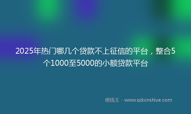 2025年热门哪几个贷款不上征信的平台，整合5个1000至5000的小额贷款平台