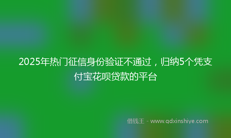 2025年热门征信身份验证不通过，归纳5个凭支付宝花呗贷款的平台