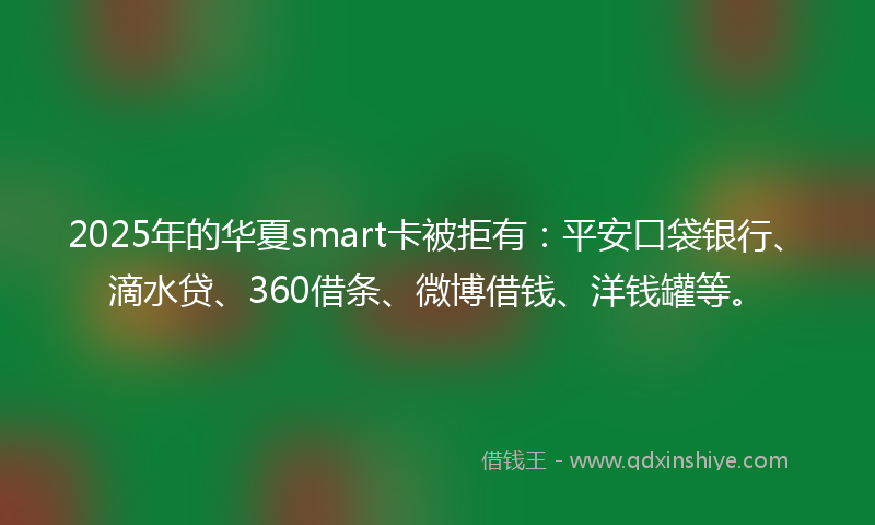 2025年的华夏smart卡被拒有：平安口袋银行、滴水贷、360借条、微博借钱、洋钱罐等。