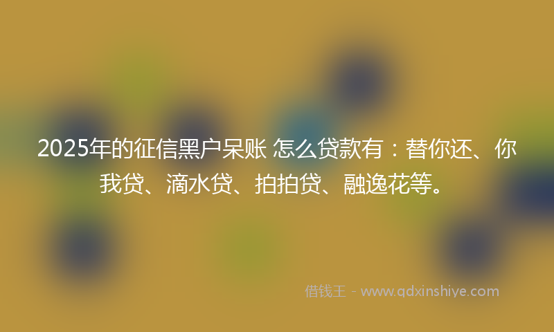 2025年的征信黑户呆账 怎么贷款有：替你还、你我贷、滴水贷、拍拍贷、融逸花等。