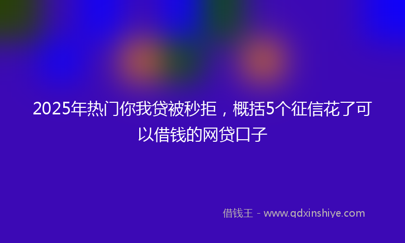 2025年热门你我贷被秒拒，概括5个征信花了可以借钱的网贷口子
