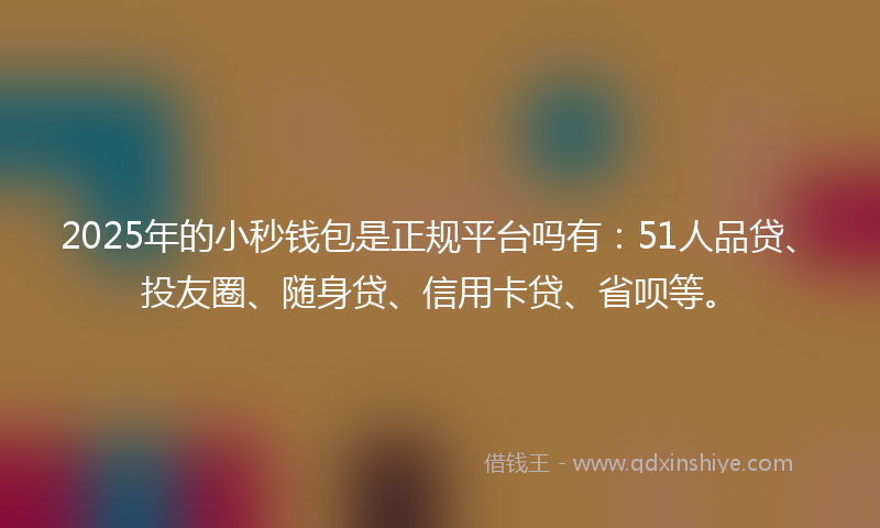 2025年的小秒钱包是正规平台吗有：51人品贷、投友圈、随身贷、信用卡贷、省呗等。