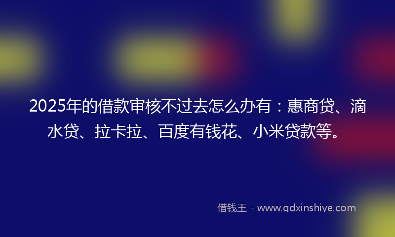 2025年的借款审核不过去怎么办有：惠商贷、滴水贷、拉卡拉、百度有钱花、小米贷款等。