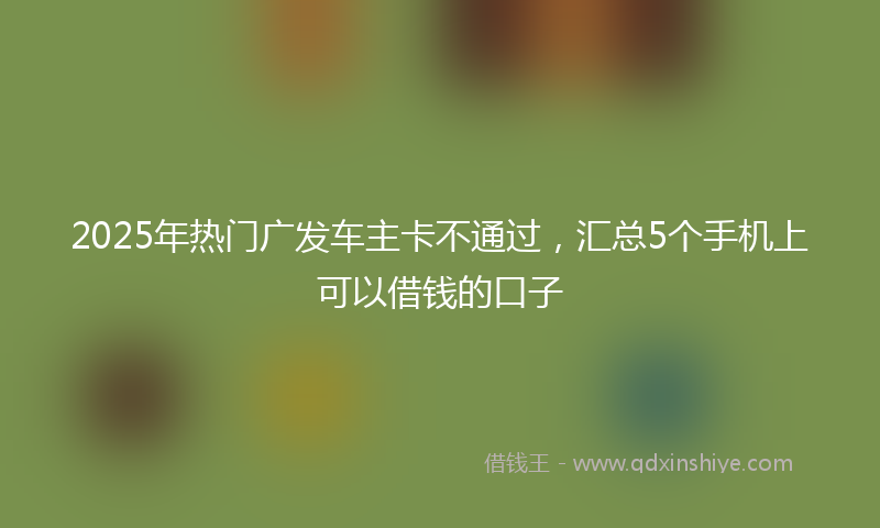 2025年热门广发车主卡不通过，汇总5个手机上可以借钱的口子