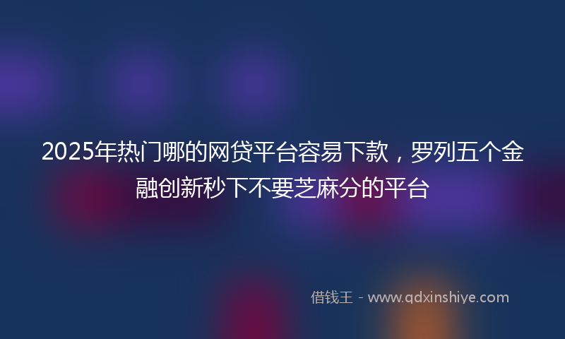 2025年热门哪的网贷平台容易下款，罗列五个金融创新秒下不要芝麻分的平台