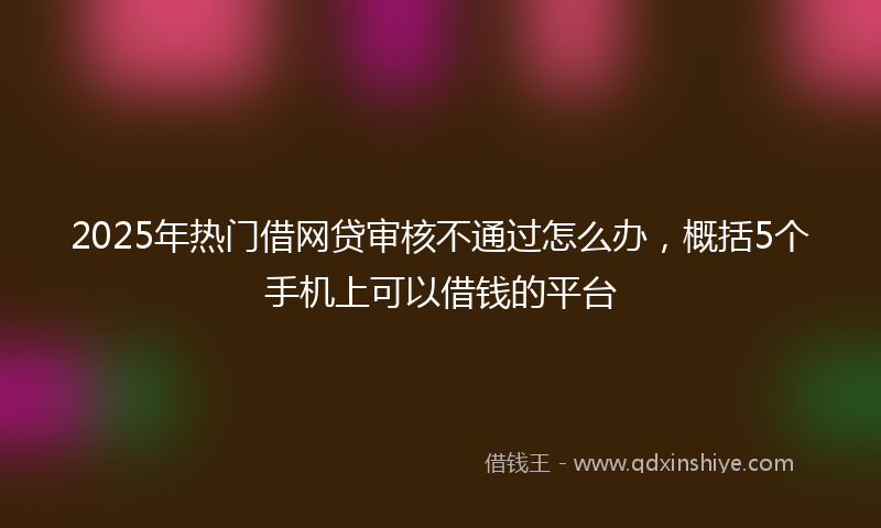 2025年热门借网贷审核不通过怎么办，概括5个手机上可以借钱的平台