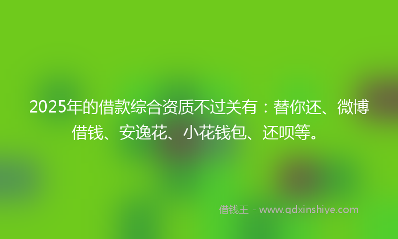 2025年的借款综合资质不过关有：替你还、微博借钱、安逸花、小花钱包、还呗等。