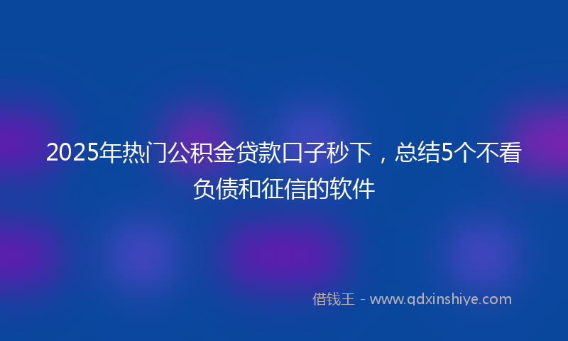 2025年热门公积金贷款口子秒下，总结5个不看负债和征信的软件