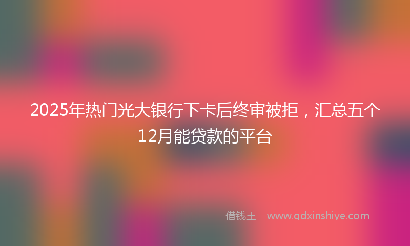 2025年热门光大银行下卡后终审被拒，汇总五个12月能贷款的平台