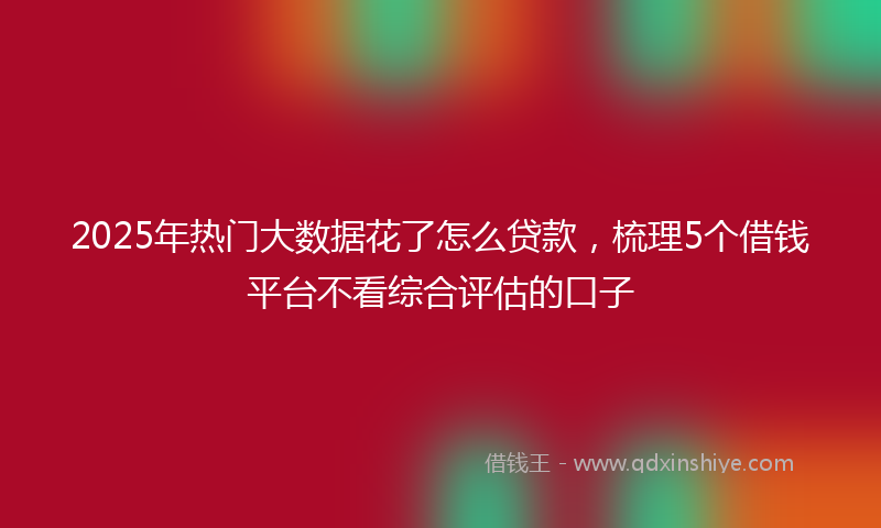 2025年热门大数据花了怎么贷款，梳理5个借钱平台不看综合评估的口子