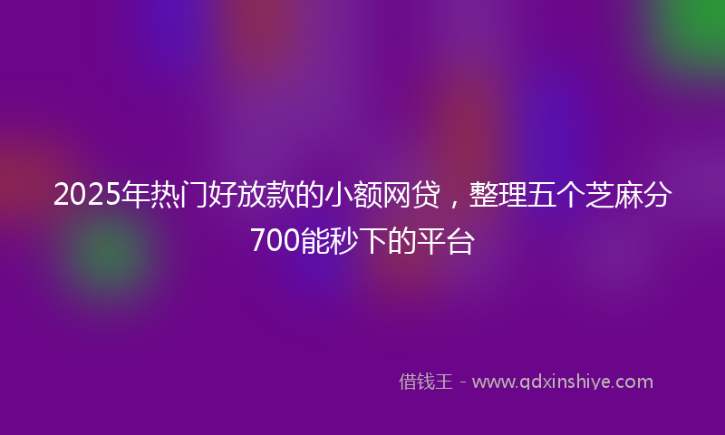 2025年热门好放款的小额网贷，整理五个芝麻分700能秒下的平台