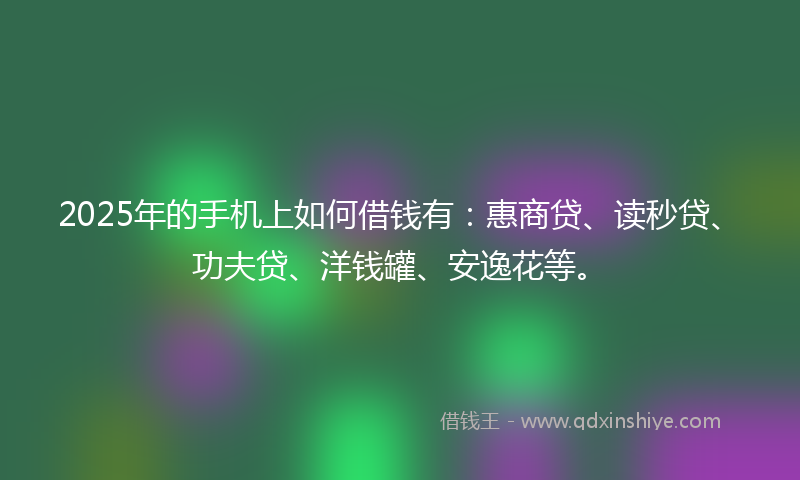 2025年的手机上如何借钱有：惠商贷、读秒贷、功夫贷、洋钱罐、安逸花等。