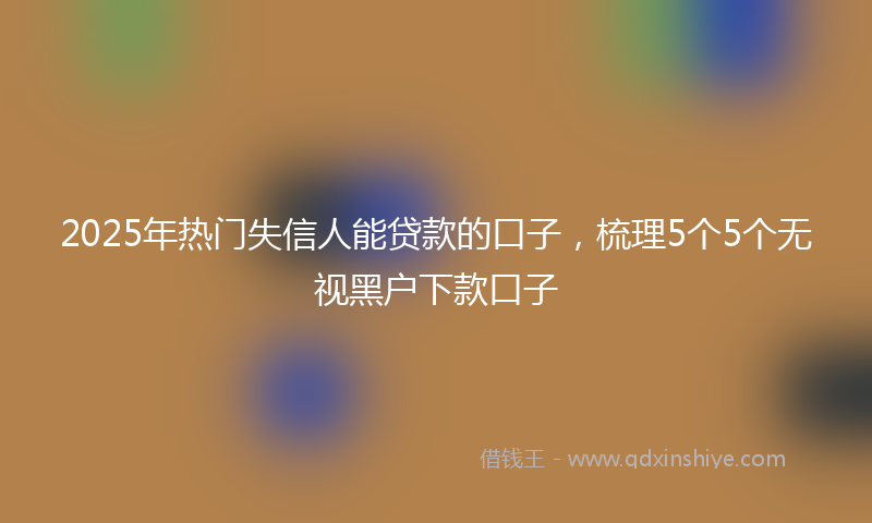 2025年热门失信人能贷款的口子，梳理5个5个无视黑户下款口子