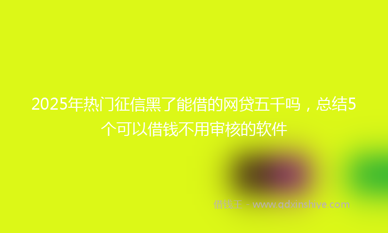 2025年热门征信黑了能借的网贷五千吗，总结5个可以借钱不用审核的软件