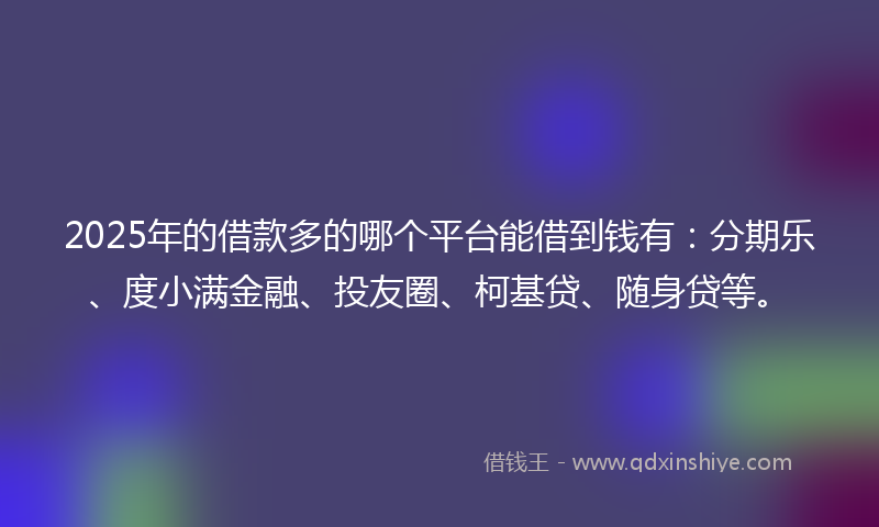 2025年的借款多的哪个平台能借到钱有：分期乐、度小满金融、投友圈、柯基贷、随身贷等。