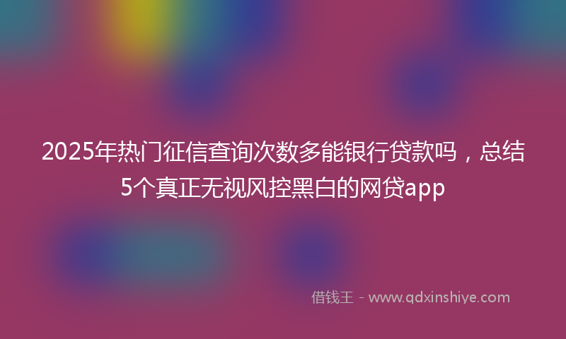 2025年热门征信查询次数多能银行贷款吗，总结5个真正无视风控黑白的网贷app