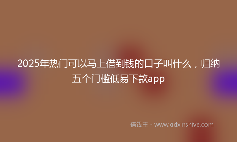 2025年热门可以马上借到钱的口子叫什么，归纳五个门槛低易下款app