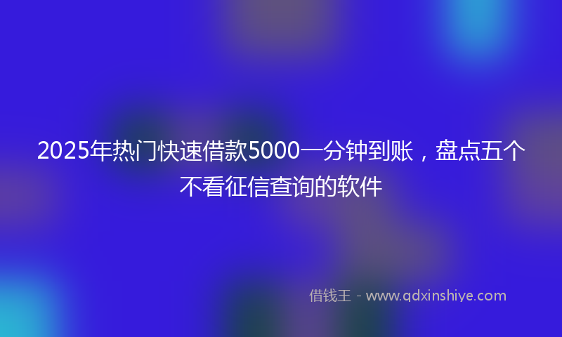 2025年热门快速借款5000一分钟到账，盘点五个不看征信查询的软件