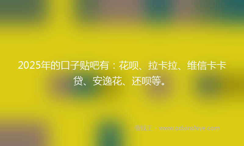 2025年的口子贴吧有：花呗、拉卡拉、维信卡卡贷、安逸花、还呗等。