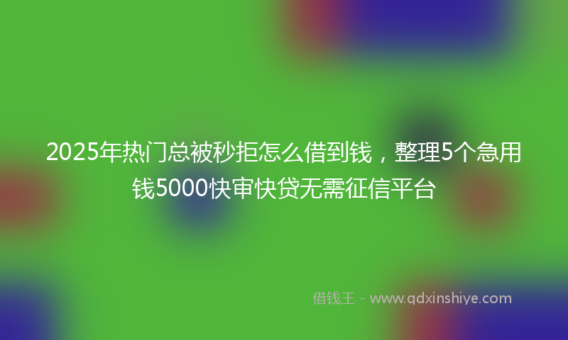 2025年热门总被秒拒怎么借到钱，整理5个急用钱5000快审快贷无需征信平台