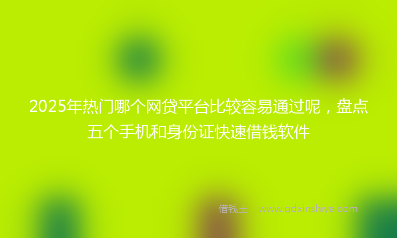 2025年热门哪个网贷平台比较容易通过呢，盘点五个手机和身份证快速借钱软件