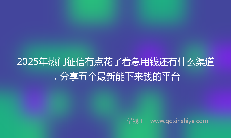 2025年热门征信有点花了着急用钱还有什么渠道，分享五个最新能下来钱的平台