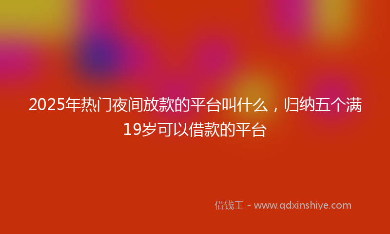 2025年热门夜间放款的平台叫什么，归纳五个满19岁可以借款的平台