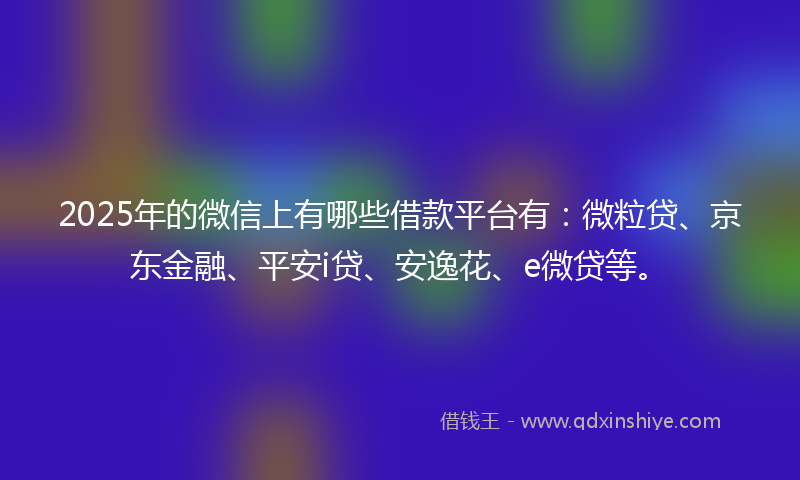 2025年的微信上有哪些借款平台有：微粒贷、京东金融、平安i贷、安逸花、e微贷等。