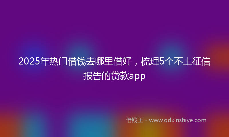 2025年热门借钱去哪里借好，梳理5个不上征信报告的贷款app