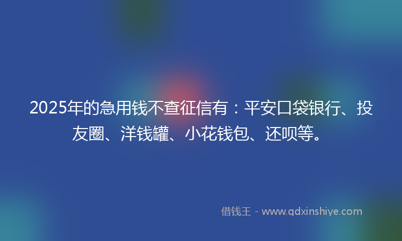 2025年的急用钱不查征信有:平安口袋银行、投友圈、洋钱罐、小花钱包、还呗等。