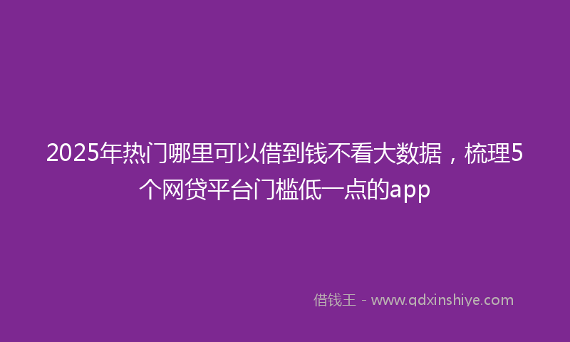 2025年热门哪里可以借到钱不看大数据，梳理5个网贷平台门槛低一点的app