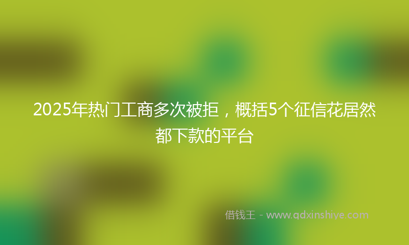 2025年热门工商多次被拒，概括5个征信花居然都下款的平台