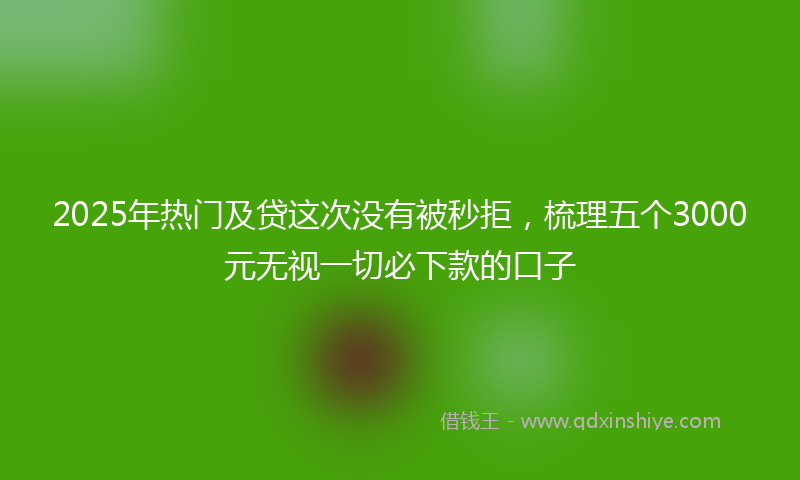 2025年热门及贷这次没有被秒拒，梳理五个3000元无视一切必下款的口子