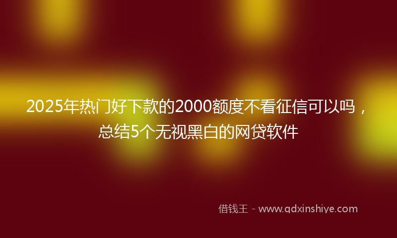2025年热门好下款的2000额度不看征信可以吗，总结5个无视黑白的网贷软件