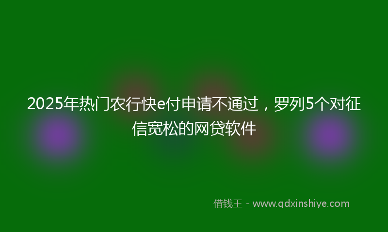 2025年热门农行快e付申请不通过，罗列5个对征信宽松的网贷软件